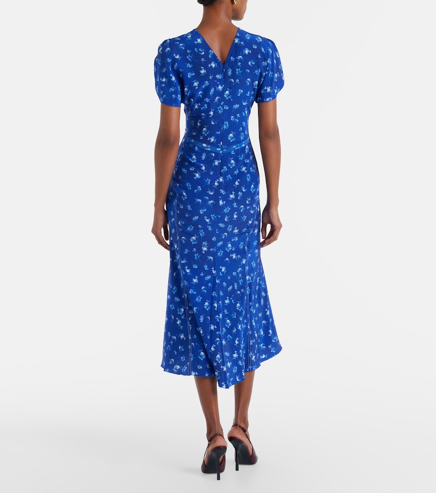Bela floral gathered silk midi dress