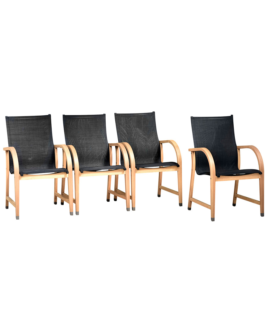 Outdoor Patio 4Pc Wood Dining Chairs
