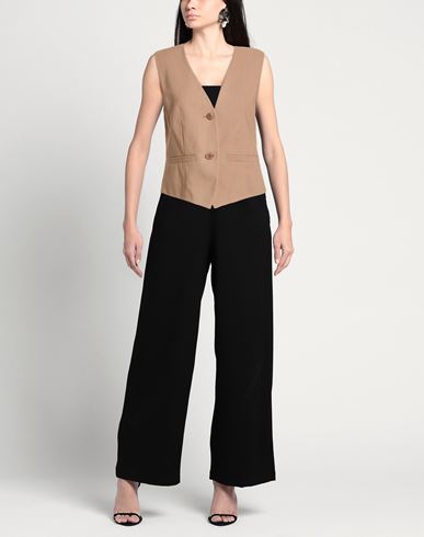 Woman Tailored Vest Light brown Size 8 Cotton, Viscose, Elastane