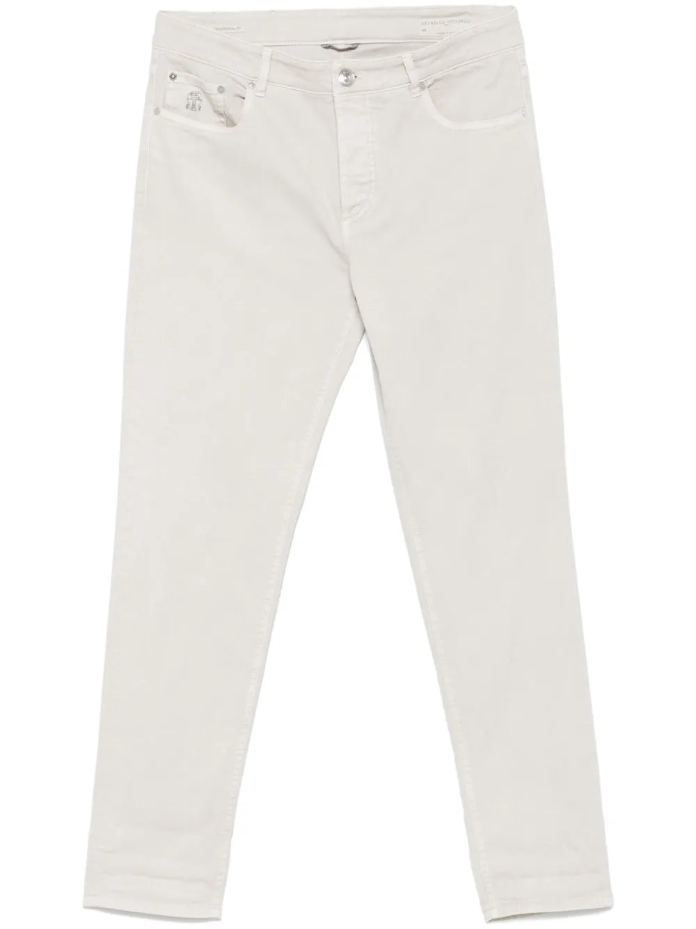 Logo-Patch Denim Jeans — Beige