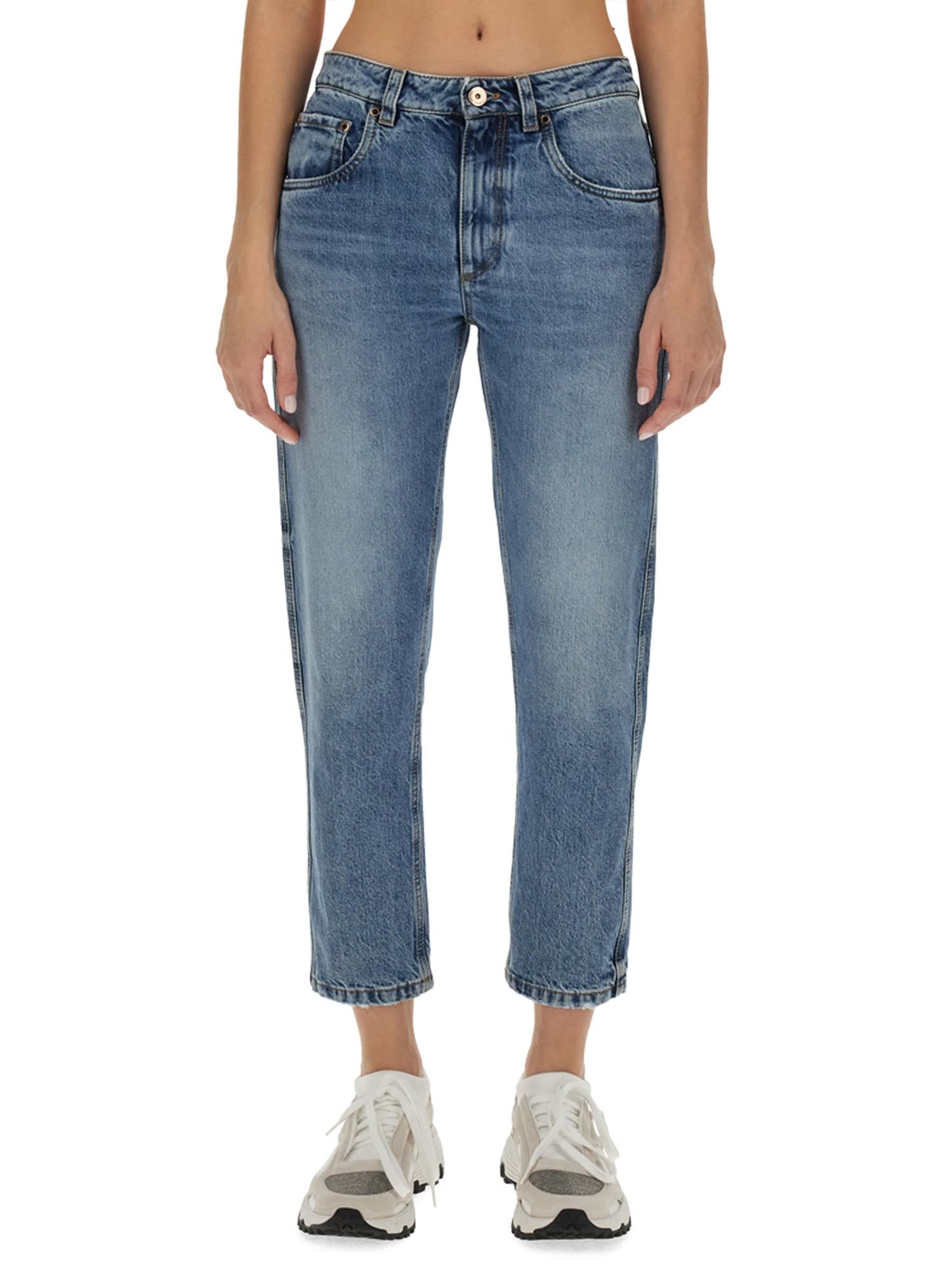 Distressed-effect denim jeans - Blue