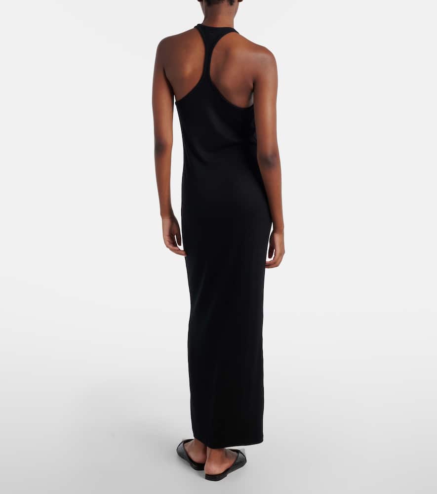 Ribbed-knit halterneck jersey maxi dress
