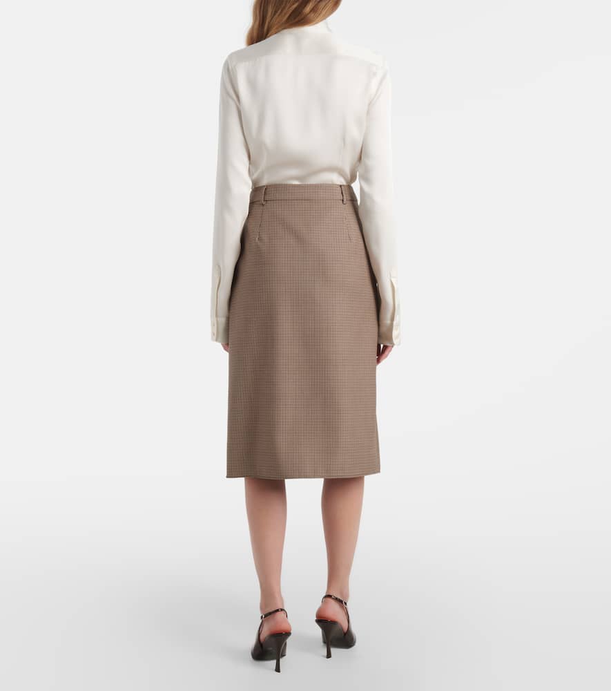 Houndstooth wool pencil skirt