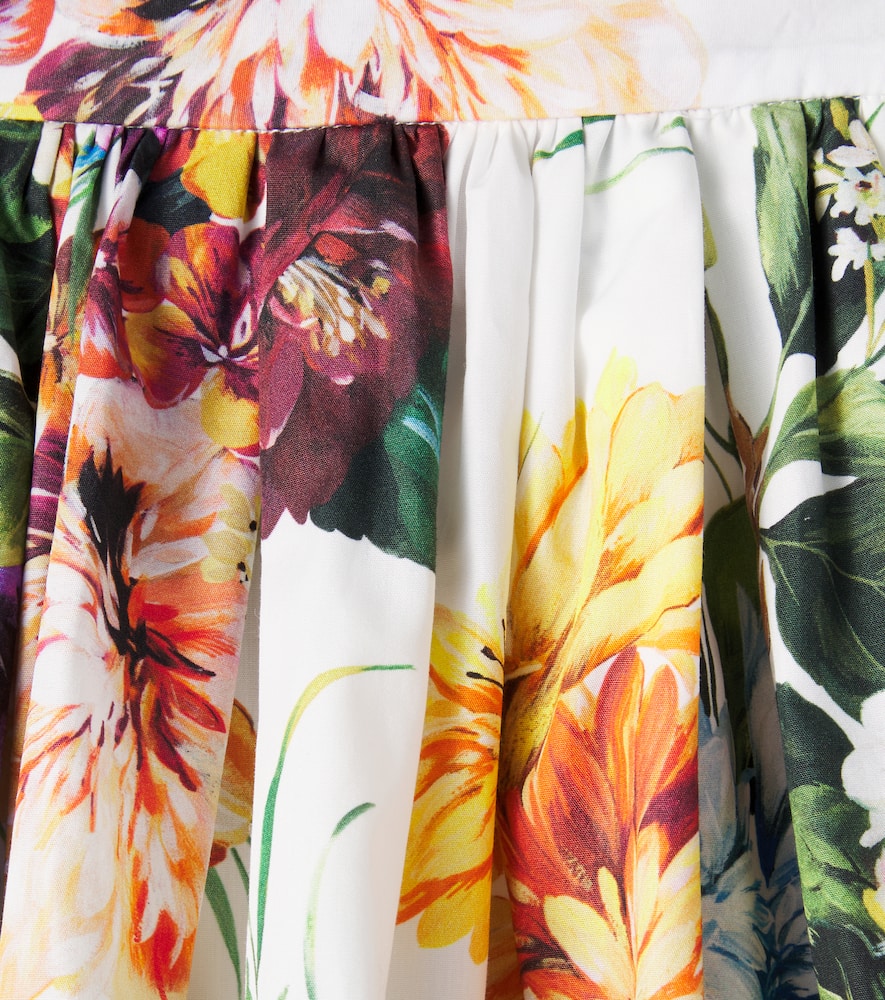Floral cotton poplin skirt