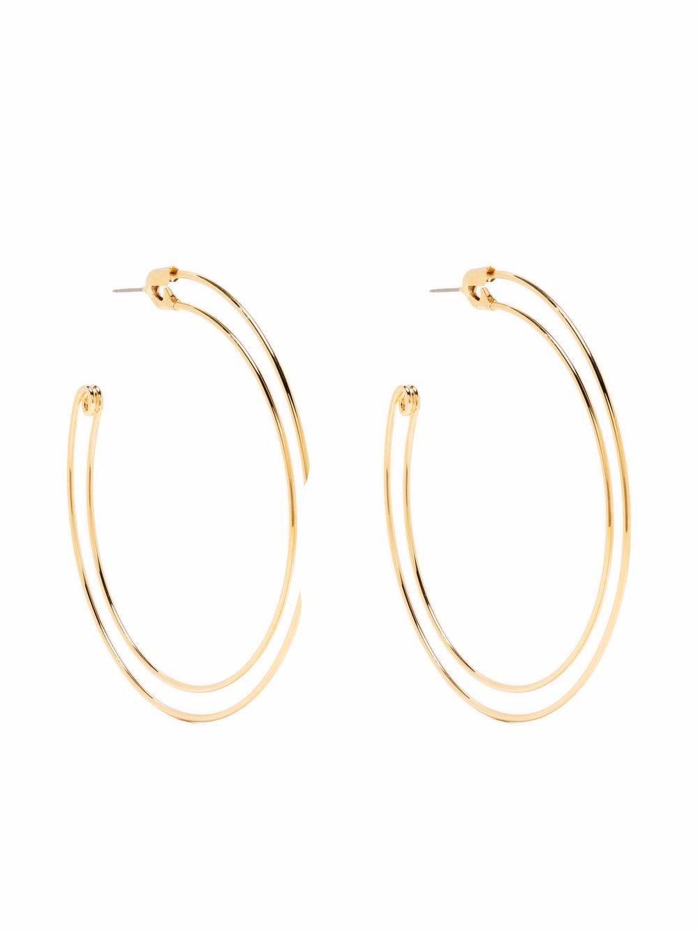 Safety hoop pierced earrings - Gold