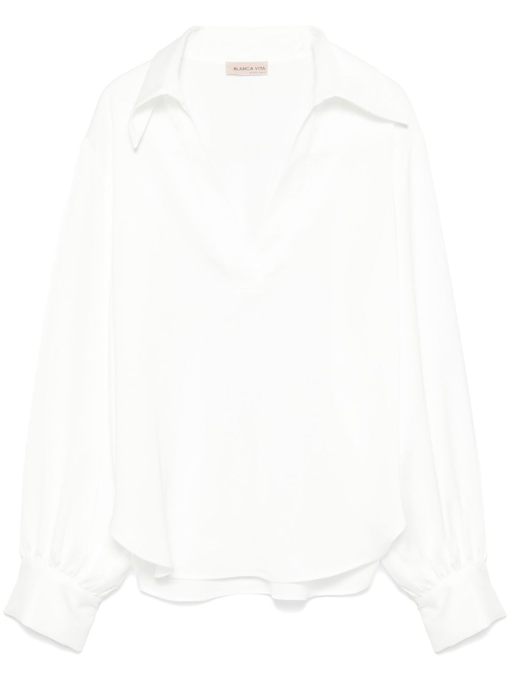 Seersucker-texture blouse - White