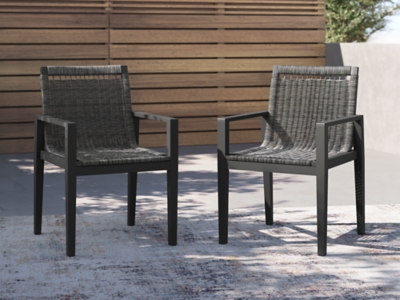 Maroska Outdoor Arm Chair (Set of 2), Gray/Black