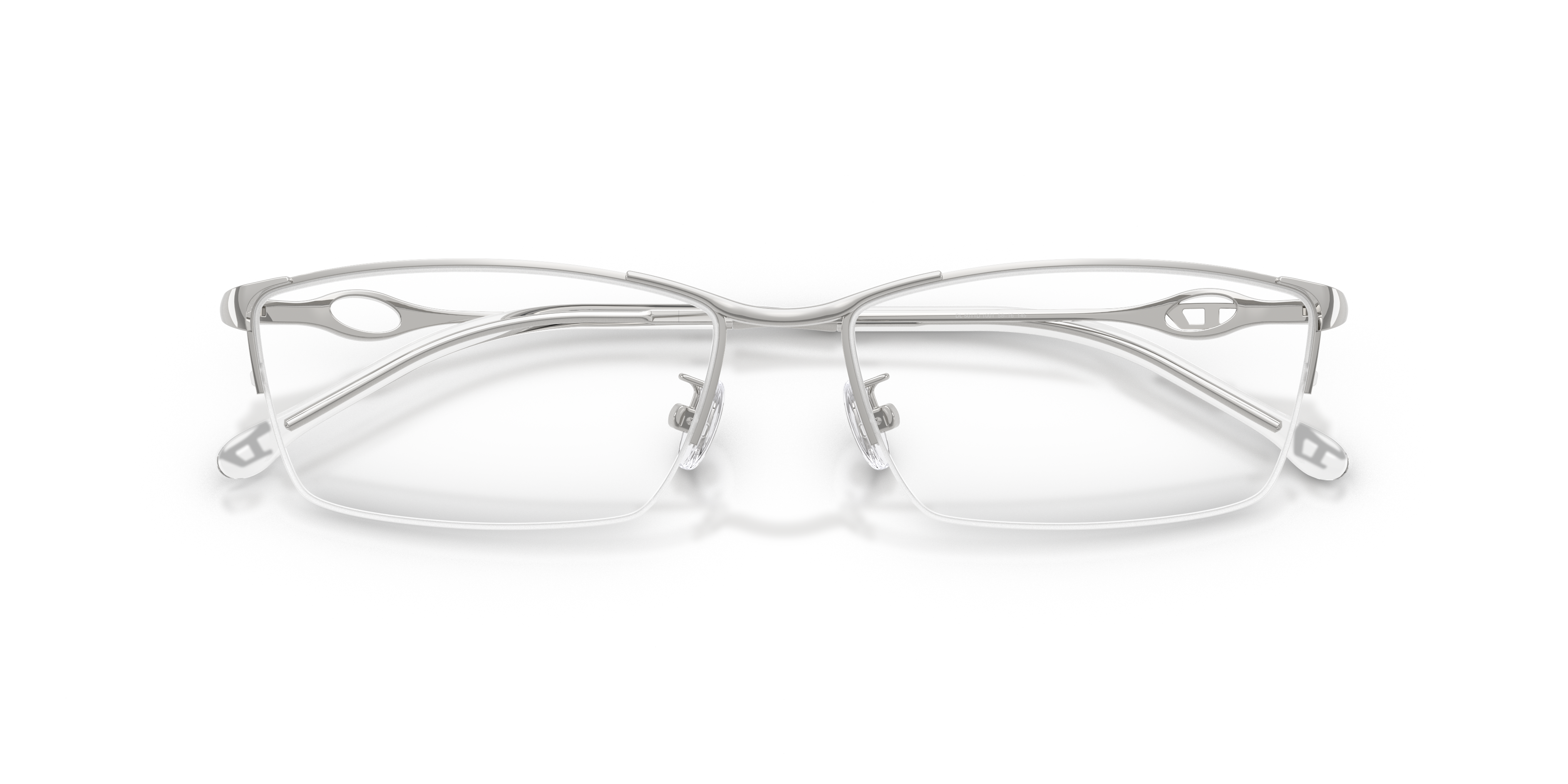 DIESEL Unisex DIESEL DL5011D 1001 Optical frames Metal Silver Transparent Squared Norma