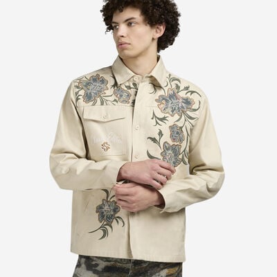 Men's Tapestry Twill Long Sleeve Overshirt in Grey