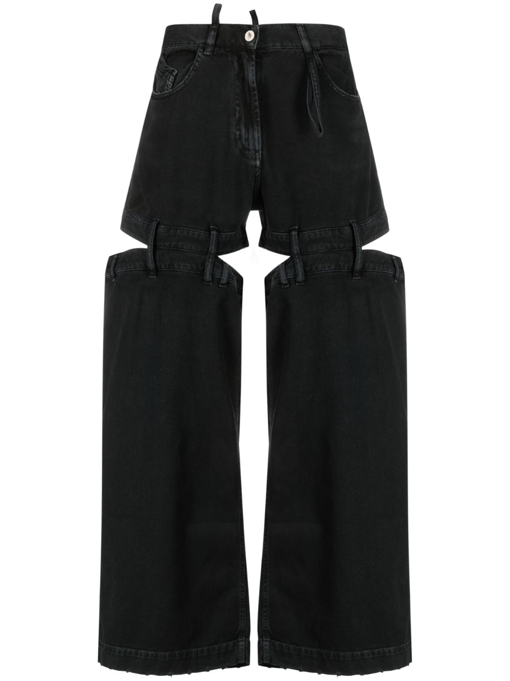 Cut-out wide-leg jeans - Black