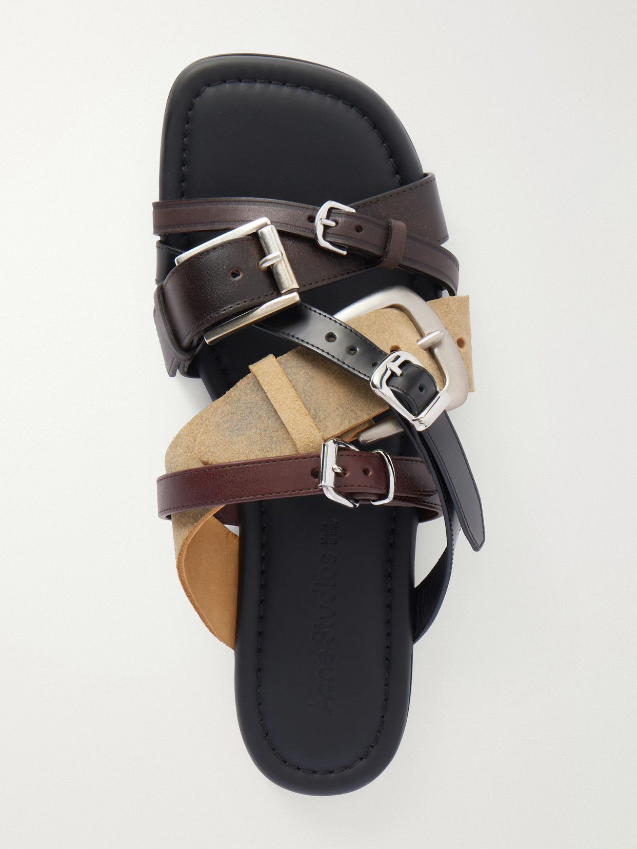 Buckled Leather Sandals - Black