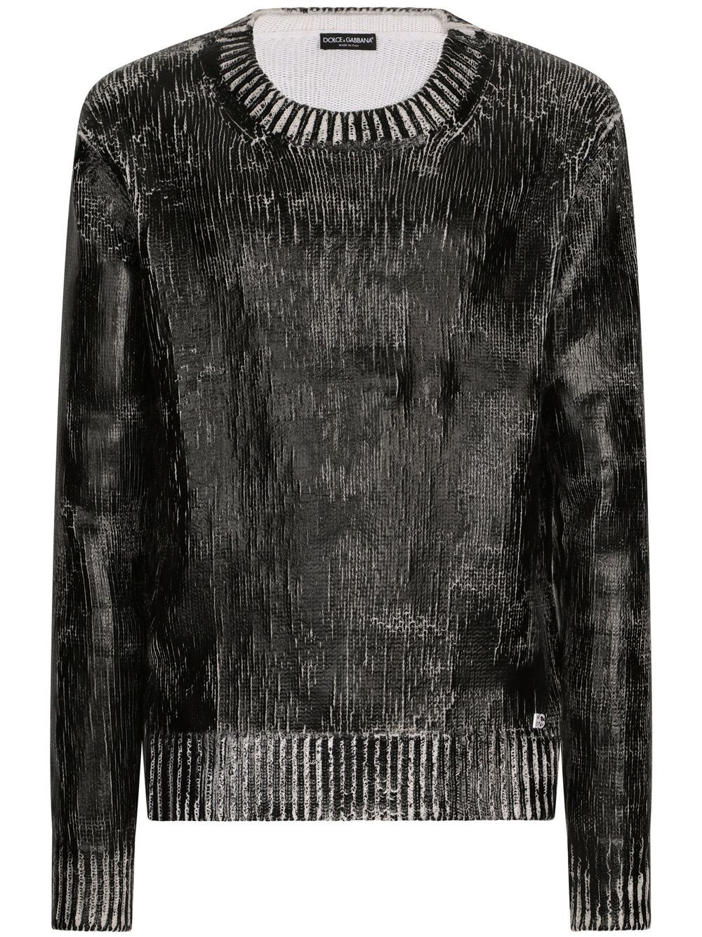 Cracked-effect knit jumper - Black
