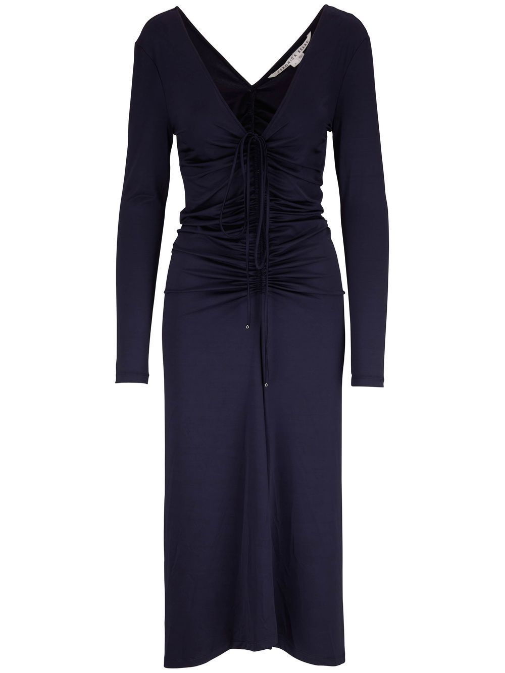 Ruched-detail V-neck dress - Blue