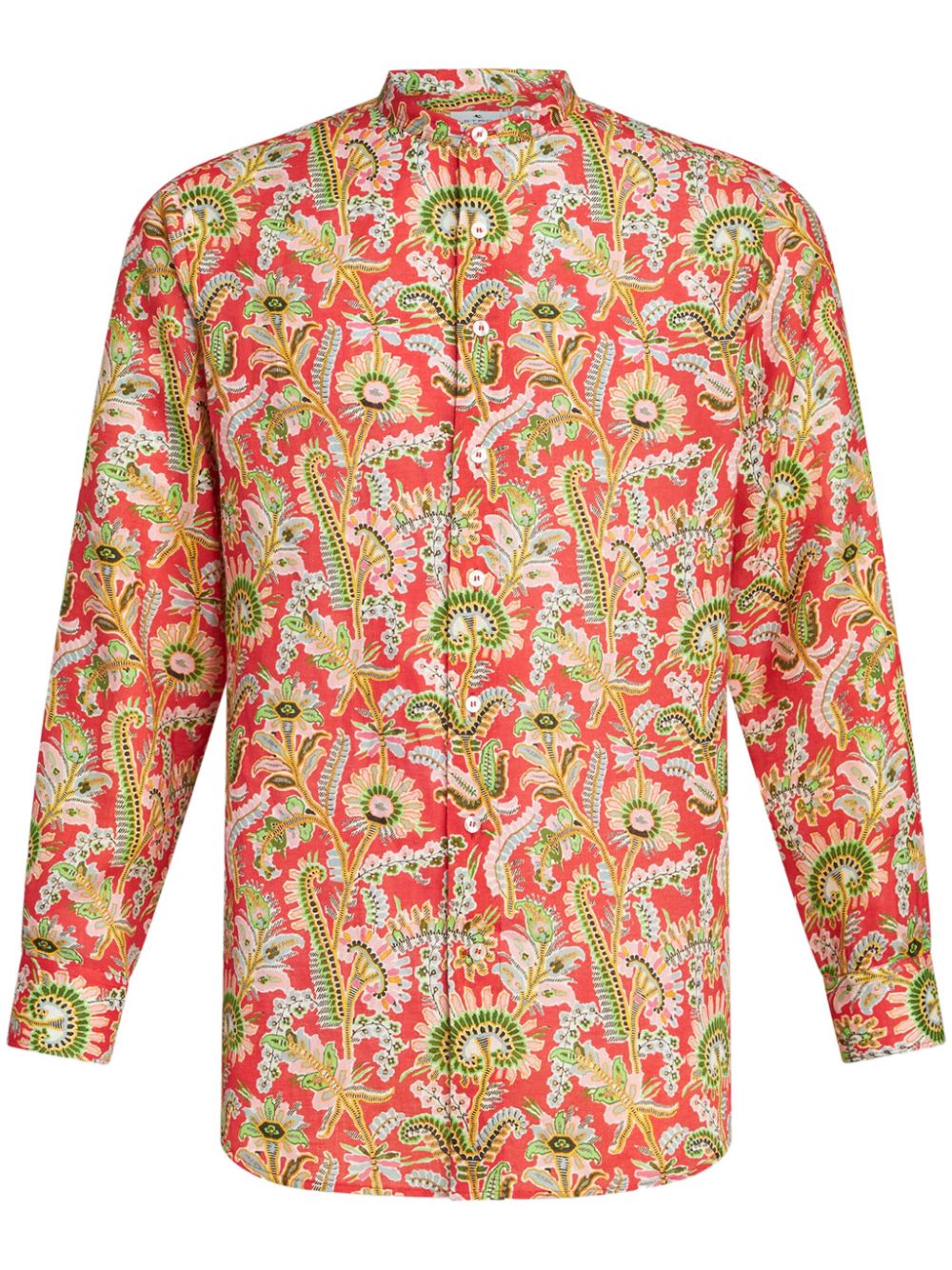 Floral-print button-up shirt - Red