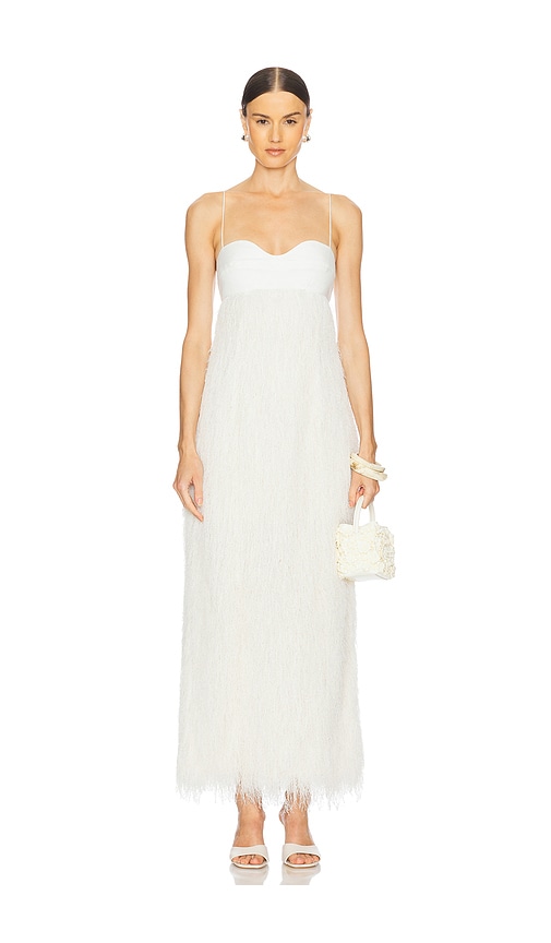 Clea Selene Fringe Longline Dress in Cream. - M also in