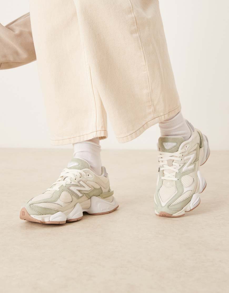 9060 trainers in off white and green