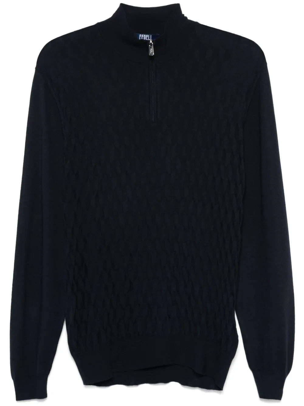 Virgin-Wool Jacquard Sweater — Navy