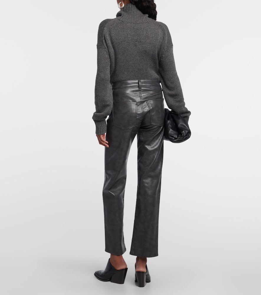 Sloane mid-rise leather straight pants