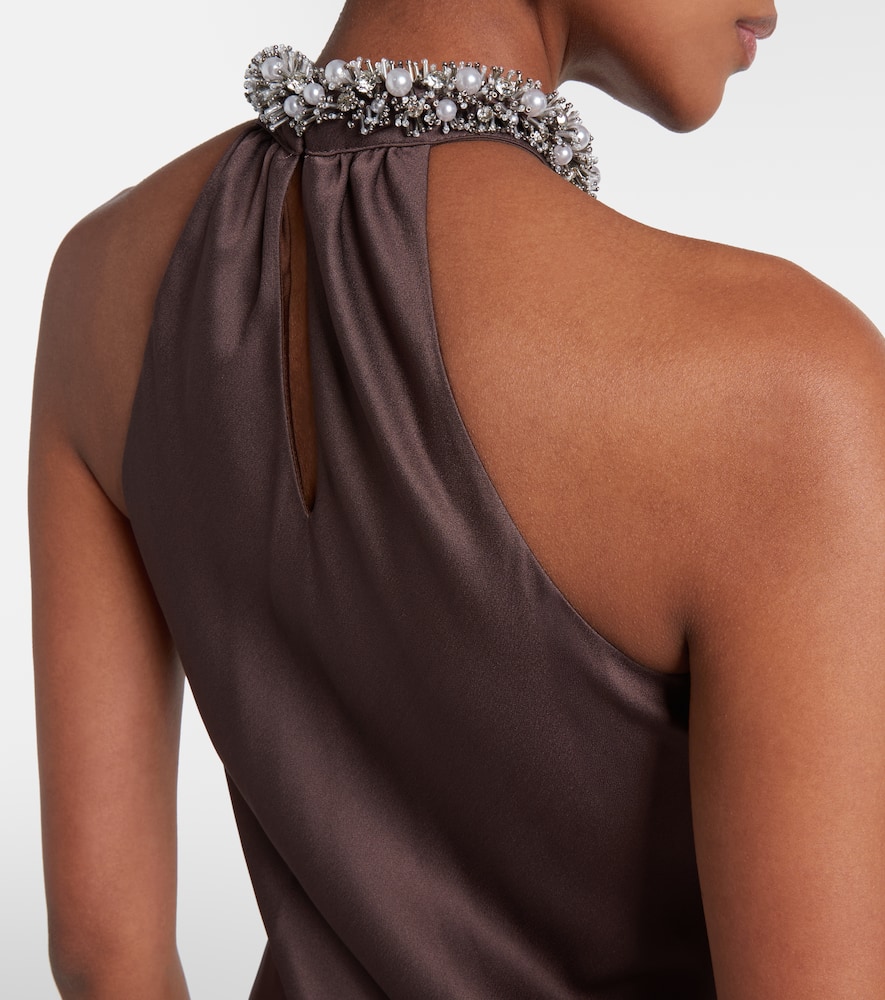 Embellished satin gown