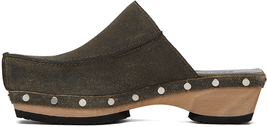 Eckhaus Latta Gray Wood Clogs