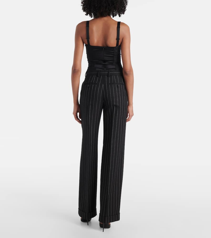 Striped wool straight pants
