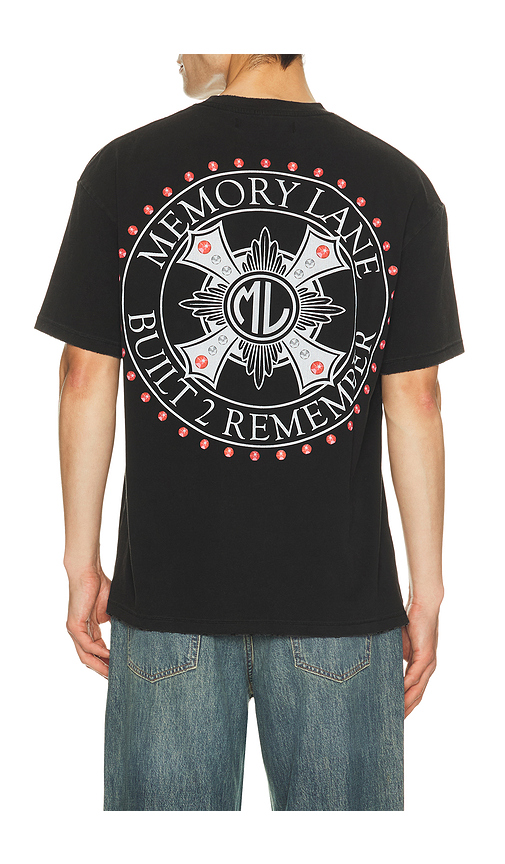 Memory Lane Cross Tee in Black. M. Also in L, S, XL/1X