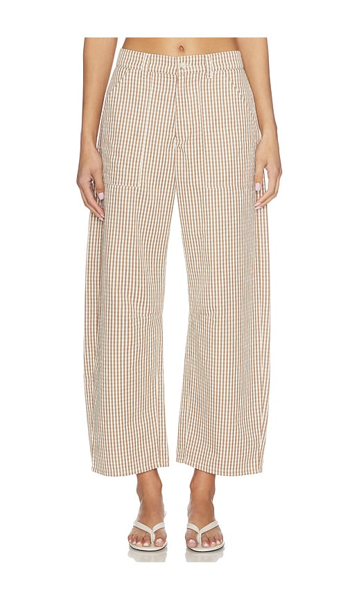 LNA Cross Creek Check Pant in Brown. XL. Also in L, M