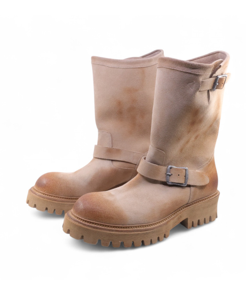 6.5cm Feather Commando Sole Suede Engineer Boots Sand