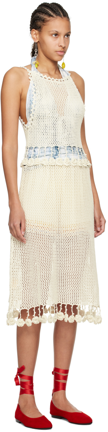 Bode Off-White Posy Midi Dress