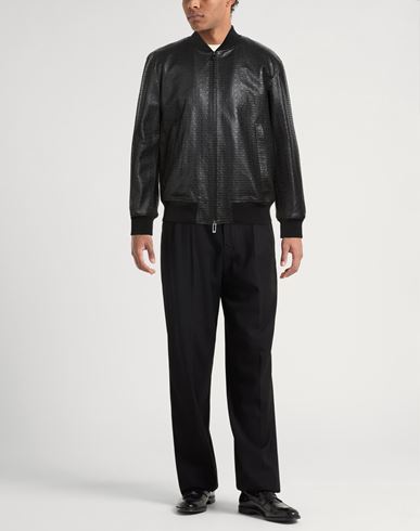 Man Jacket Black Size 40 Lambskin, Polyester
