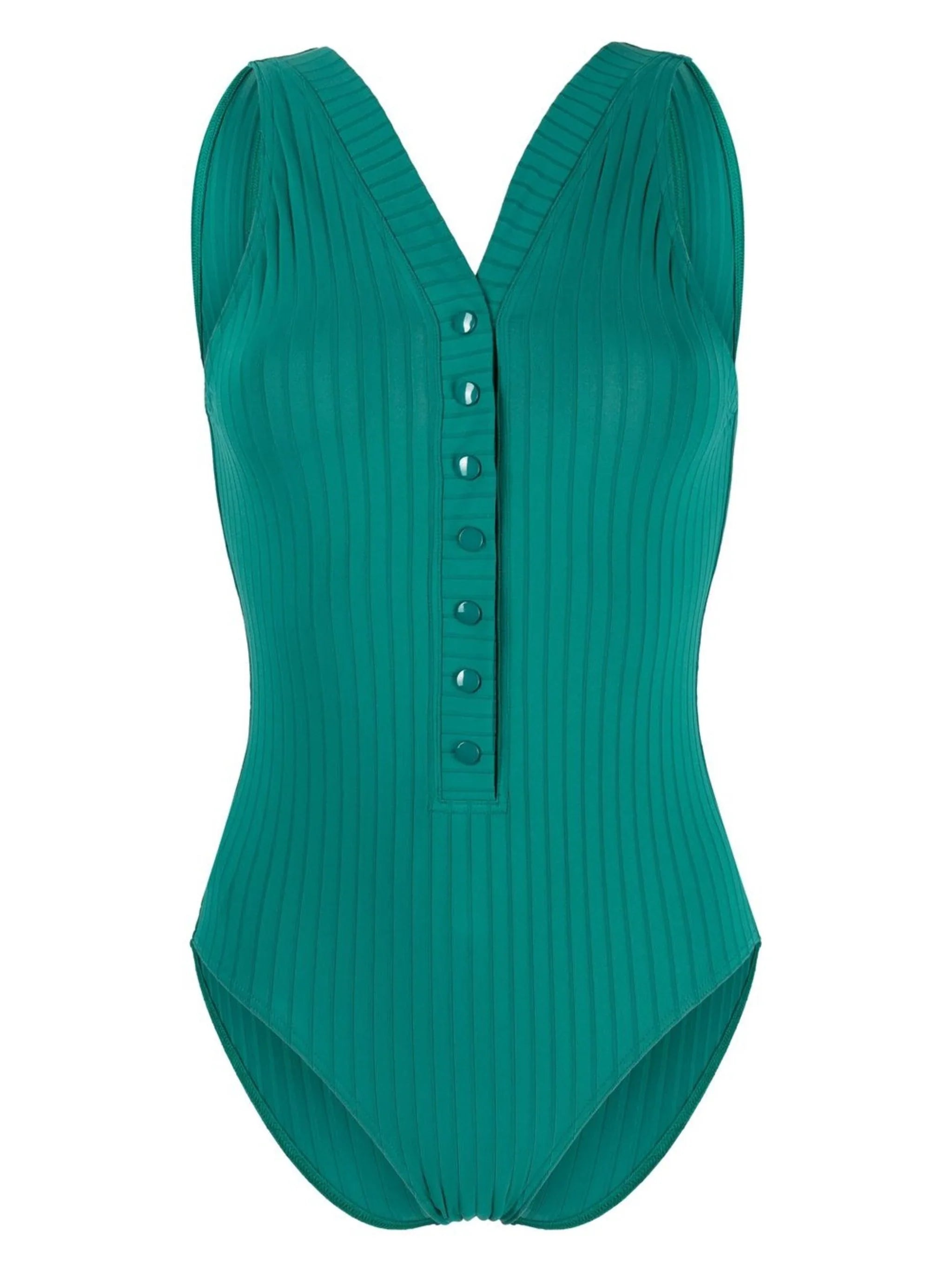 Ribbed Scoop-Back Swimsuit — Teal