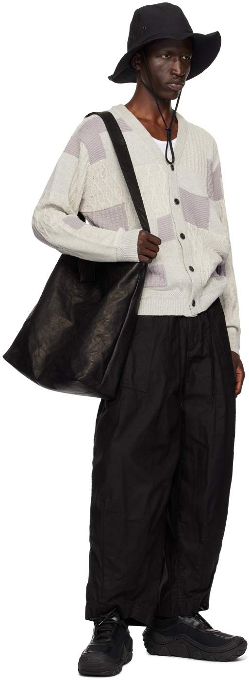 BEAMS PLUS Gray Patchwork Cardigan