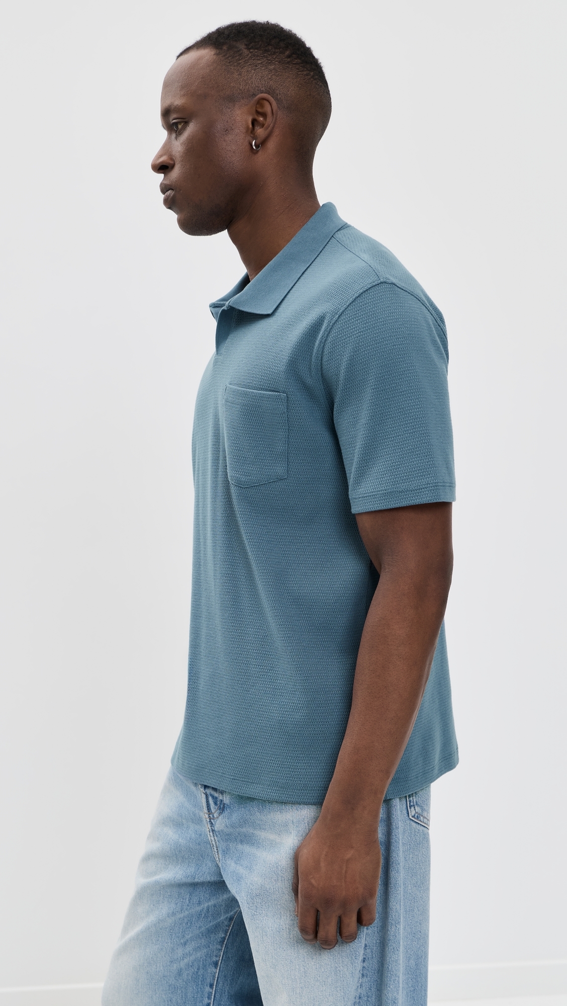 Johnny Collar Shirt Uniform Blue