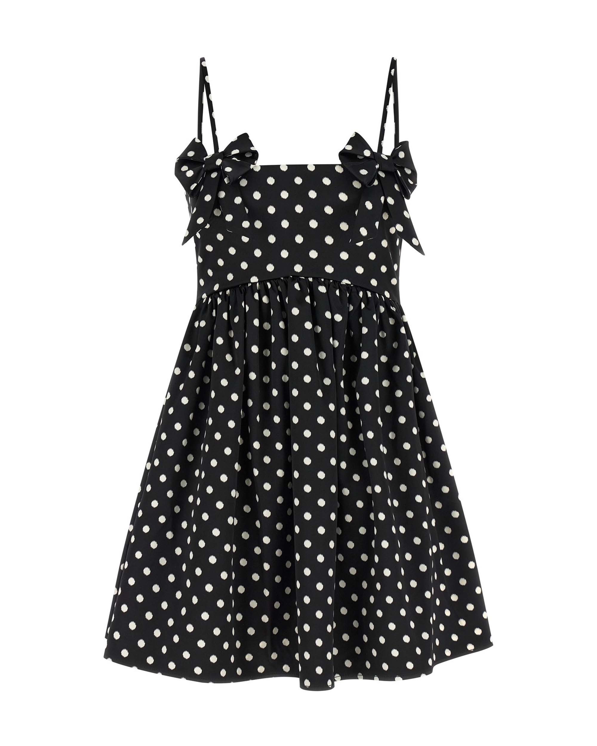 Polka-Dot Satin Dress — Black