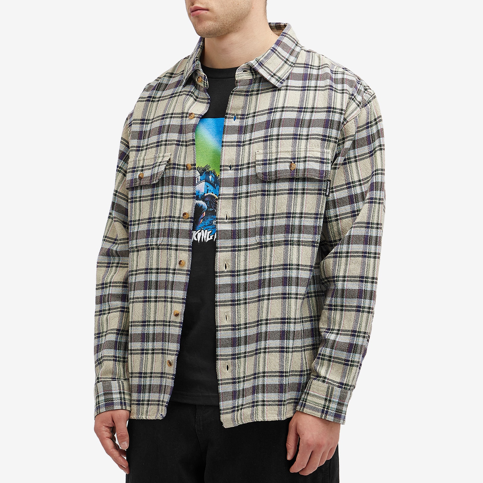 Men's Rusty Plaid Flannel Shirt in Grey