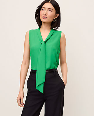 Ann Taylor Petite Bow Neck Shell Top