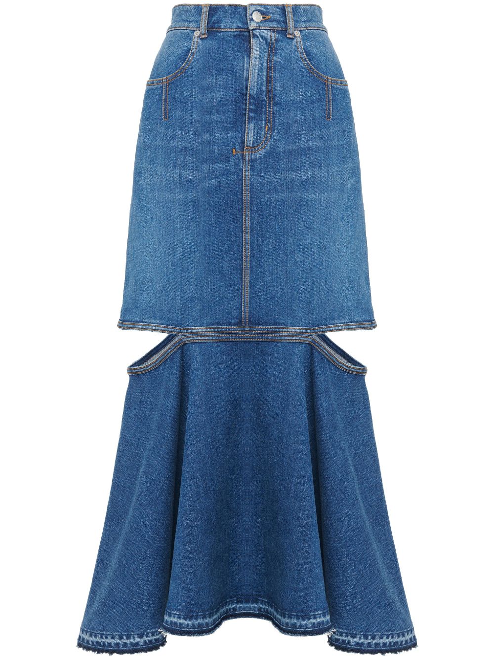 Cut-out denim skirt - Blue