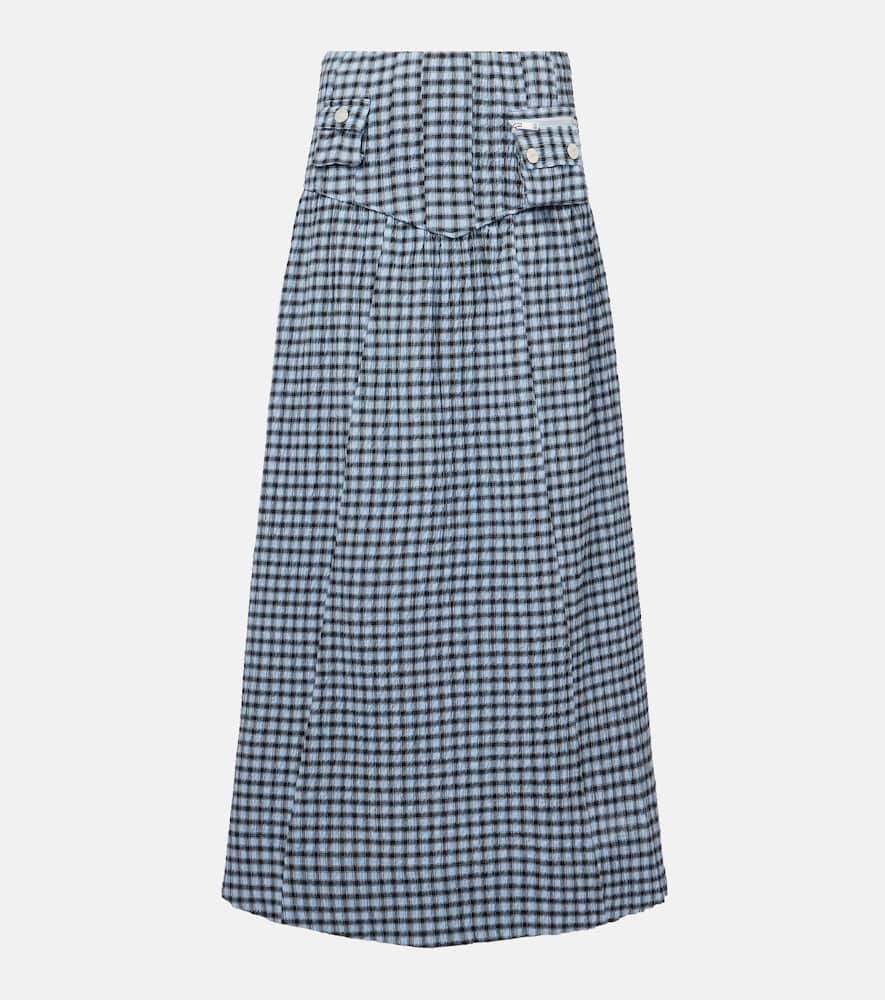 Gingham high-rise cotton-blend maxi skirt