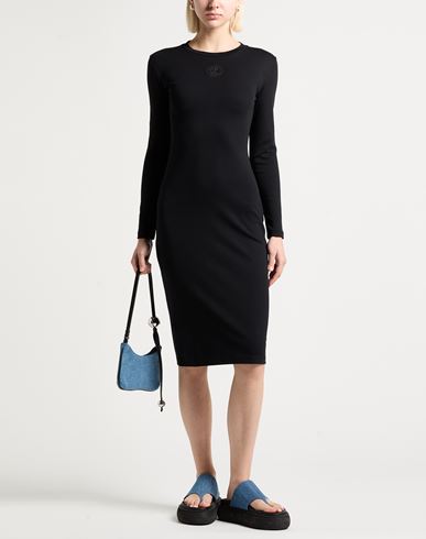 Woman Midi dress Black Size S Cotton