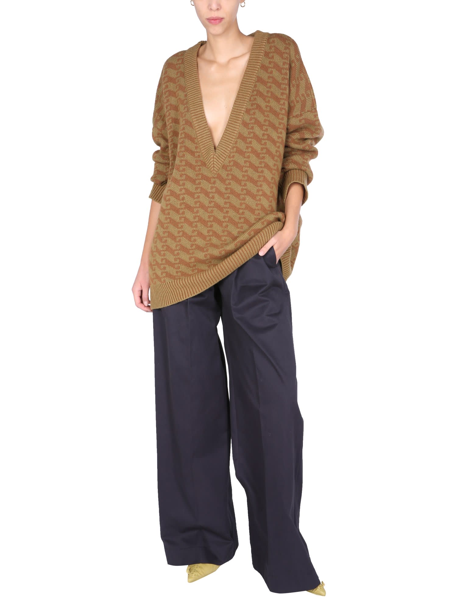 Pulls V-Neck Jacquard Sweater