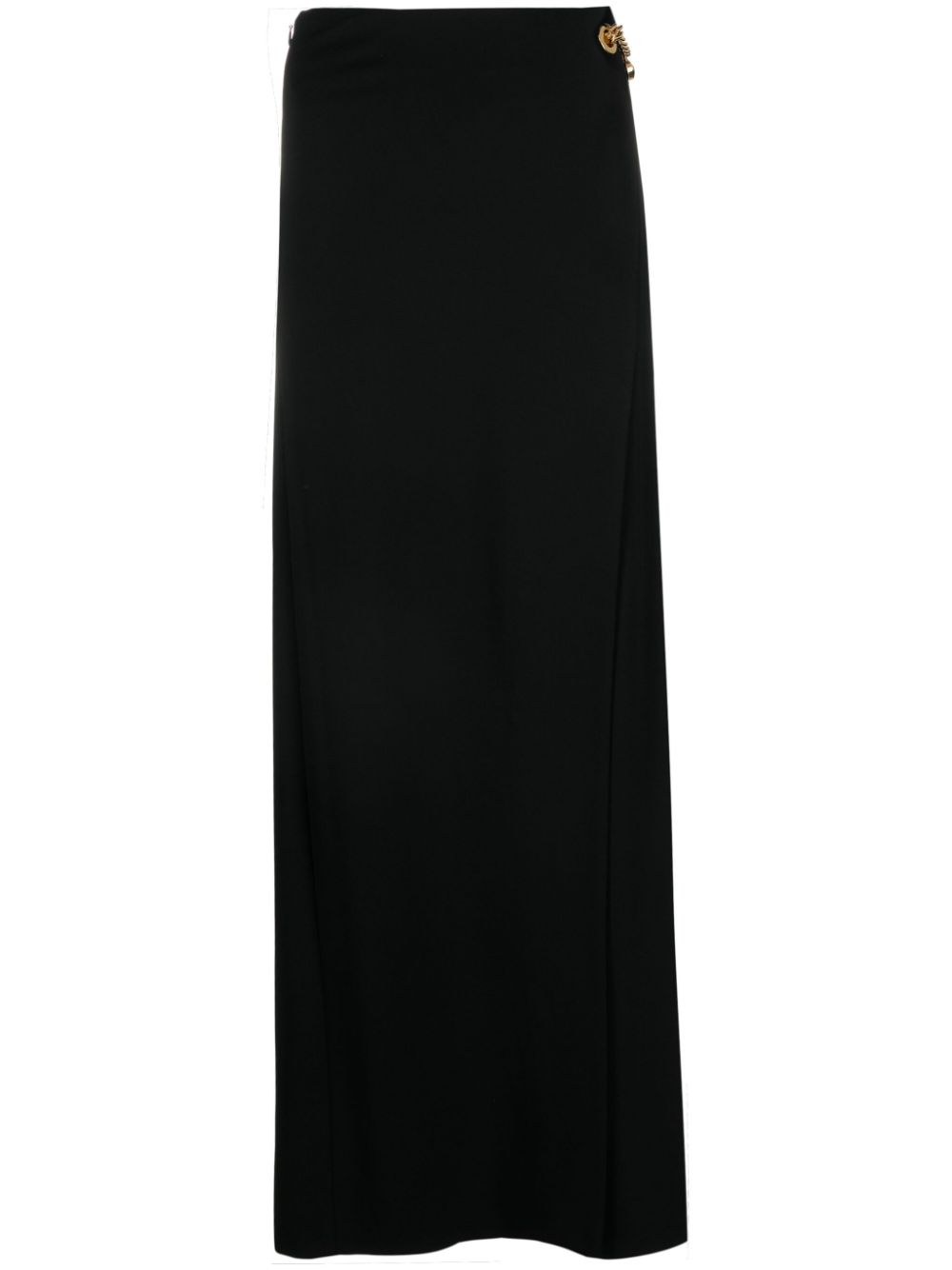 Padlock-detail asymmetric maxi skirt - Black