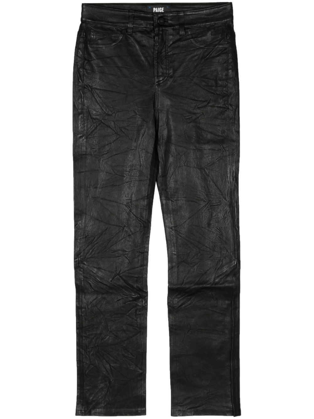 Crinkled-finish straight-leg jeans - Black