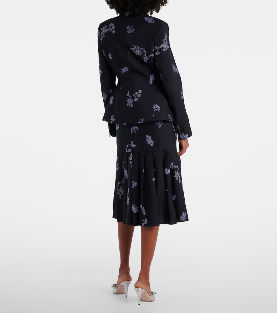 Wool and cotton jacquard pencil skirt