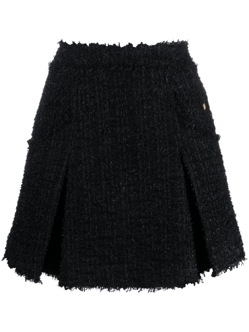 Pleated tweed miniskirt - Black