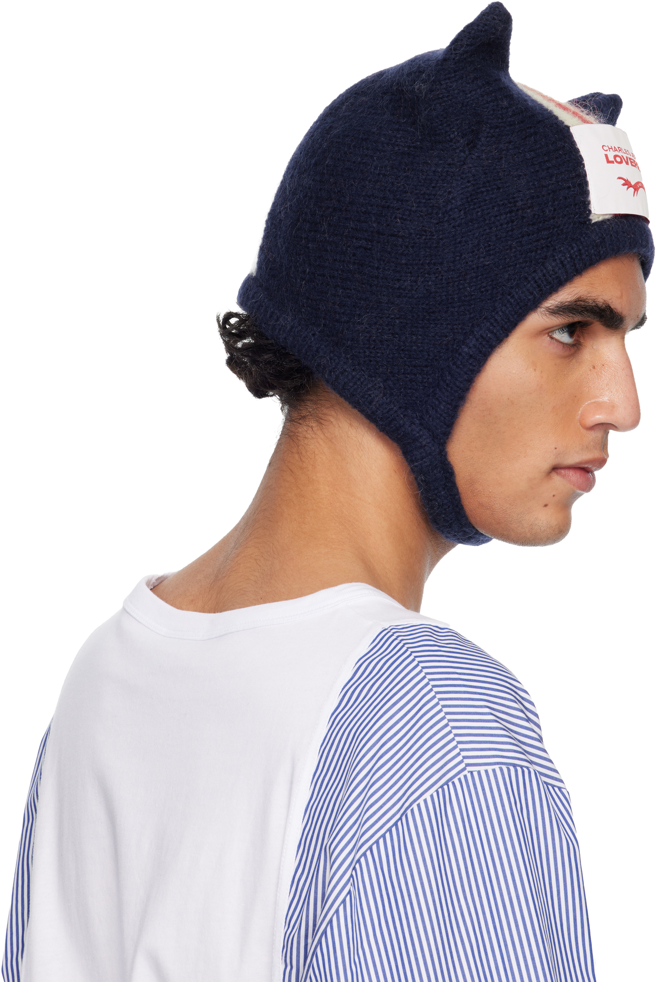 Navy Ears Bonnet Beanie