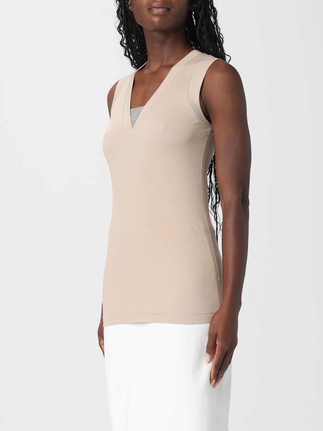 Monili-detail jersey tank top - Blue
