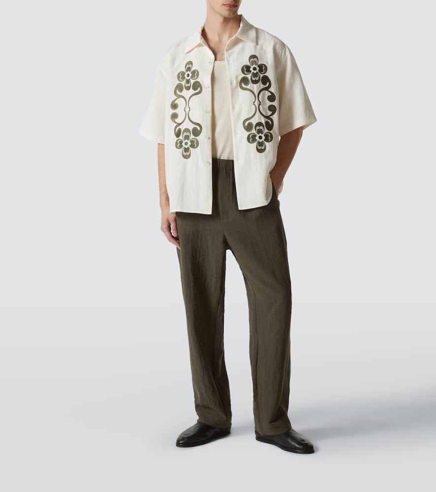 Reflection embroidered bowling shirt