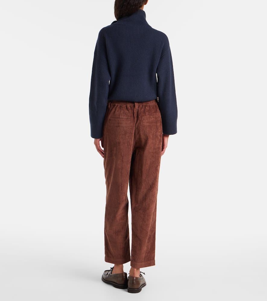 Cotton corduroy wide-leg pants