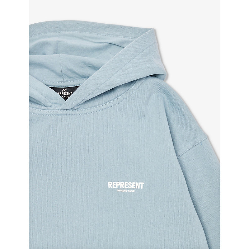 Boys Powder Blue Kids Logo-print Cotton-jersey Hoody 