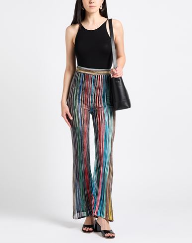 Woman Pants Black Size L Viscose, Metallic fiber